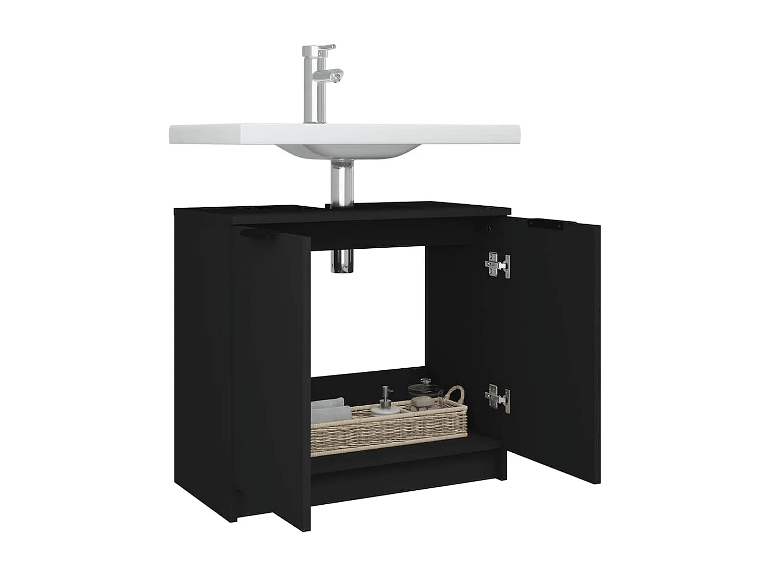 Armoire de salle de bain Noir 64,5x33,5x59 cm Bois d'ingénierie