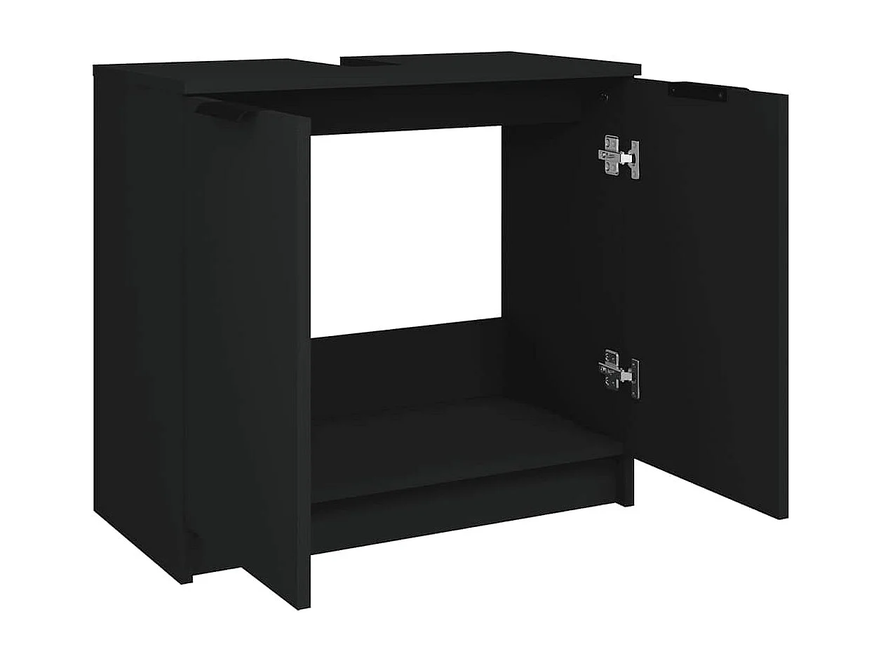 Armoire de salle de bain Noir 64,5x33,5x59 cm Bois d'ingénierie