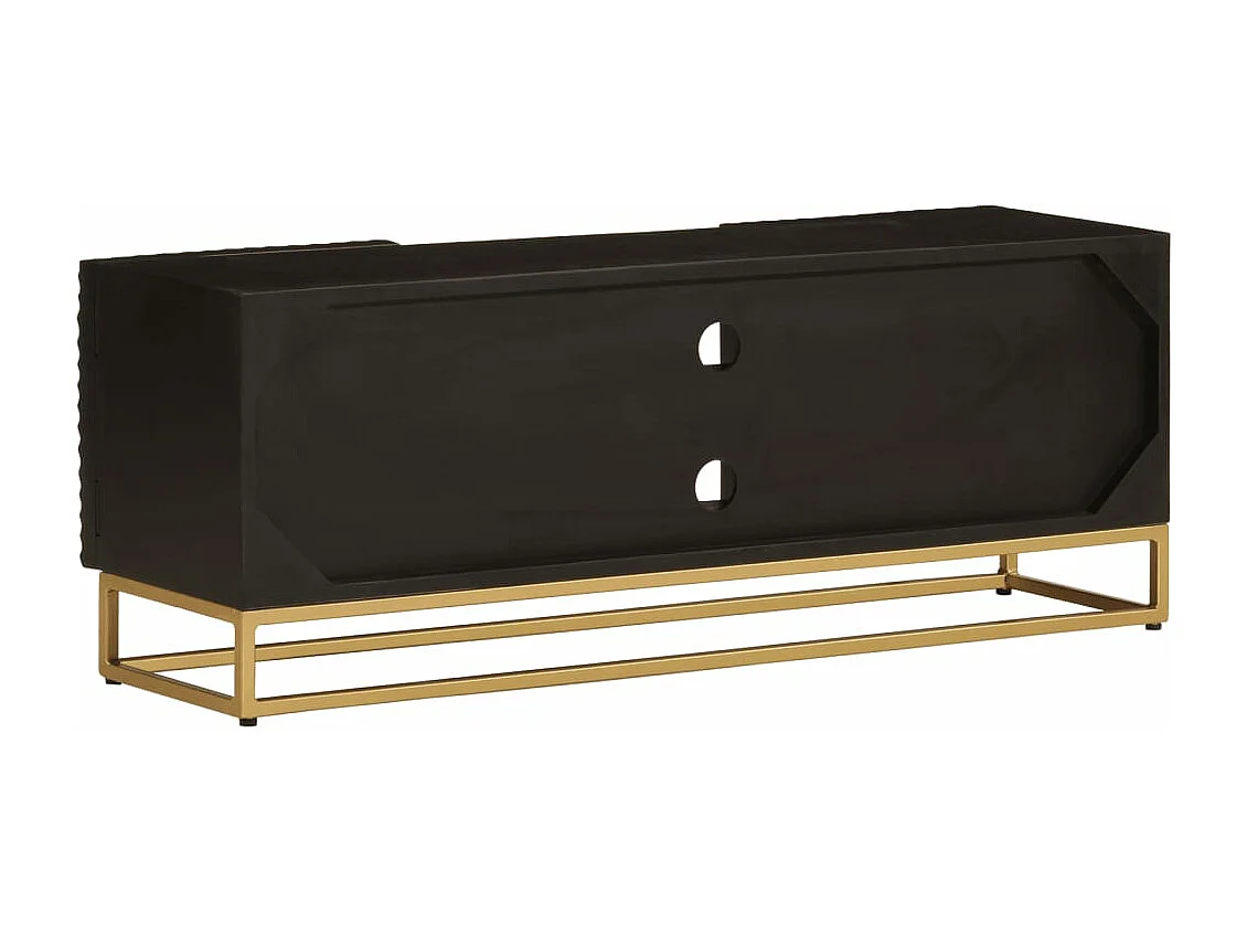 Meuble TV noir 110x30x40 cm bois massif de manguier et fer