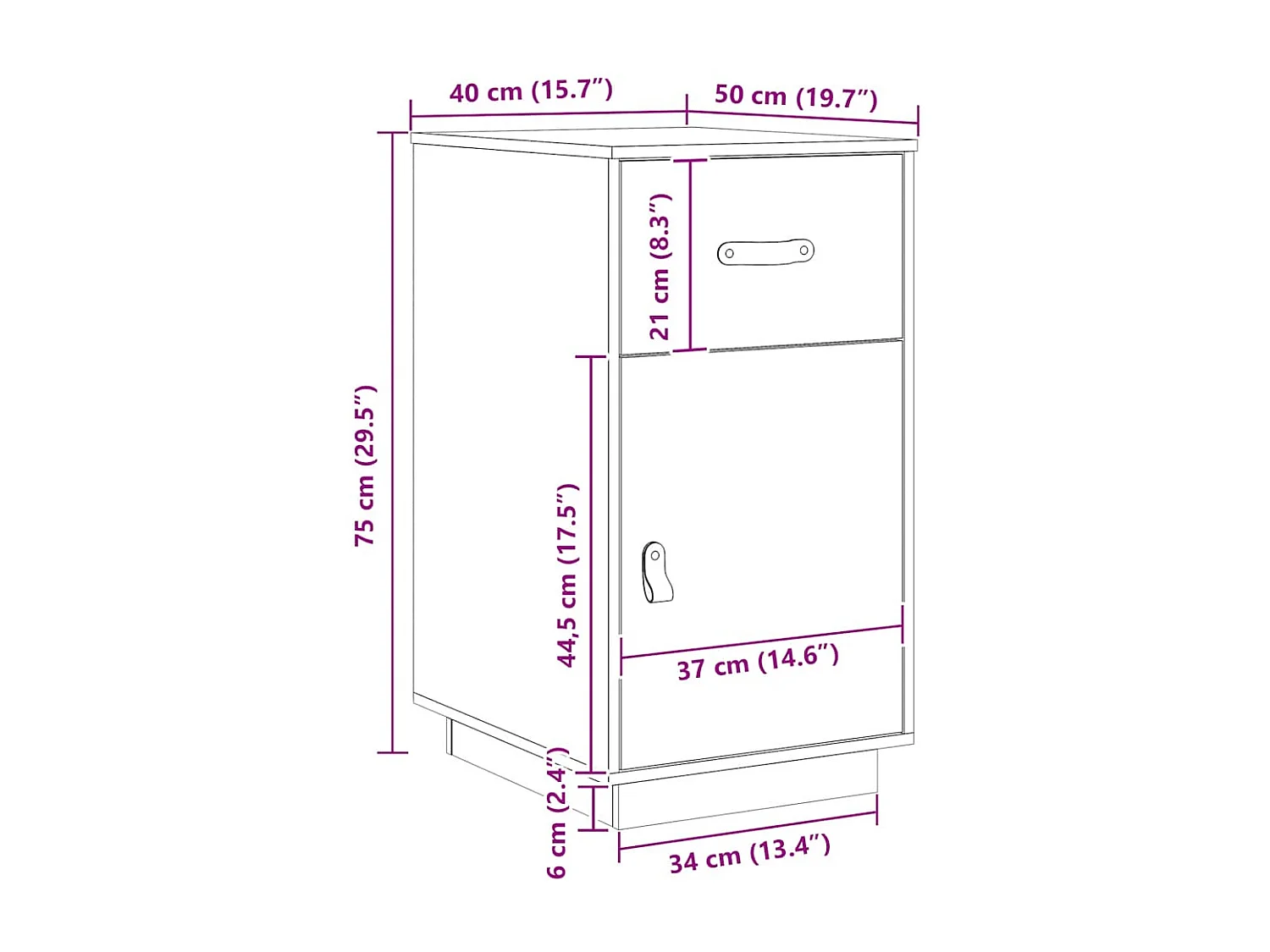 Armoire de bureau Marron miel 40x50x75 cm Bois massif de pin