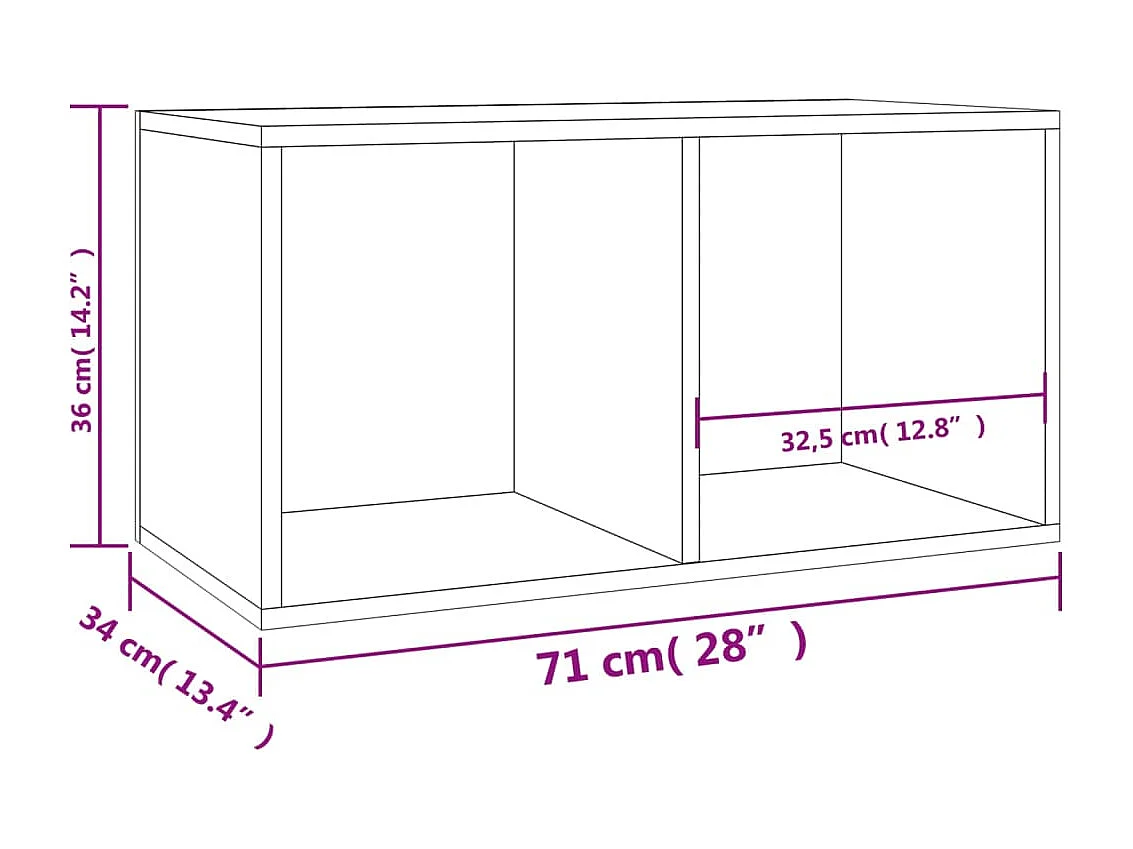 Schallplatten-Aufbewahrungsbox Sonoma Eiche 71x34x36 cm
