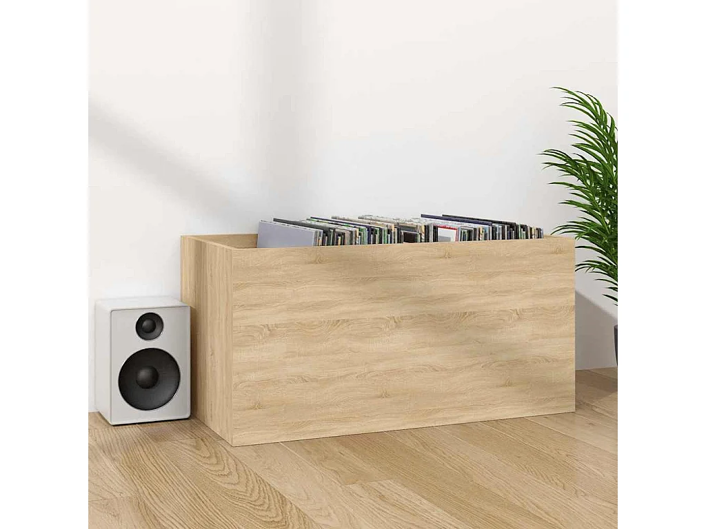 Boîte de rangement de vinyles Chêne sonoma 71x34x36 cm