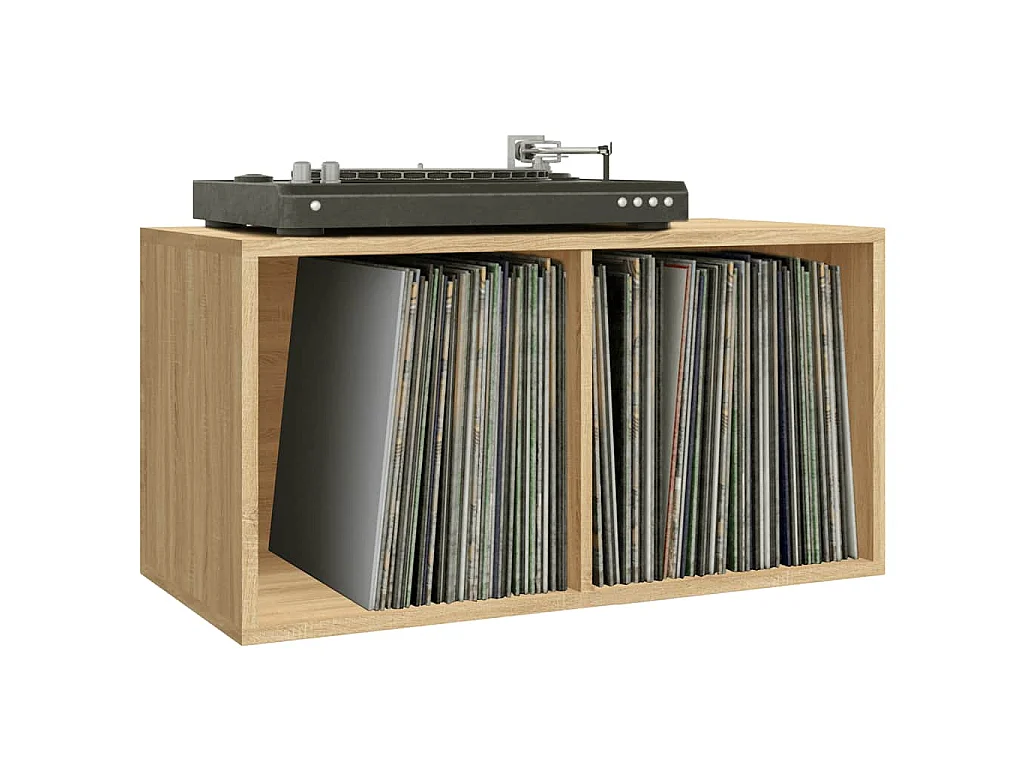 Boîte de rangement de vinyles Chêne sonoma 71x34x36 cm