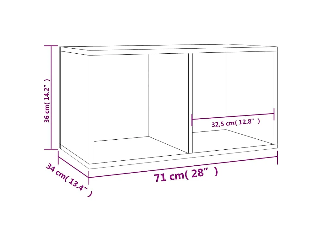 Boîte de rangement de vinyles Chêne sonoma 71x34x36 cm