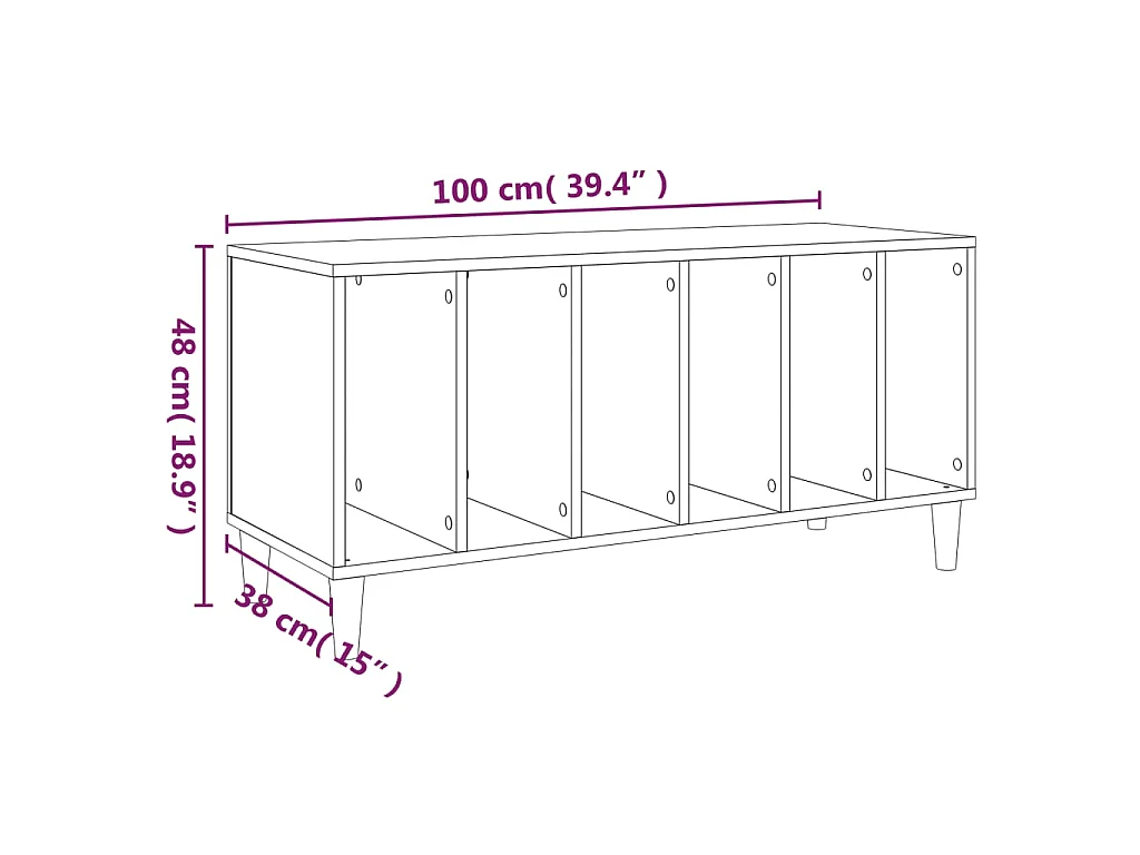 Plattenschrank Sonoma-Eiche 100x38x48 cm Holzwerkstoff
