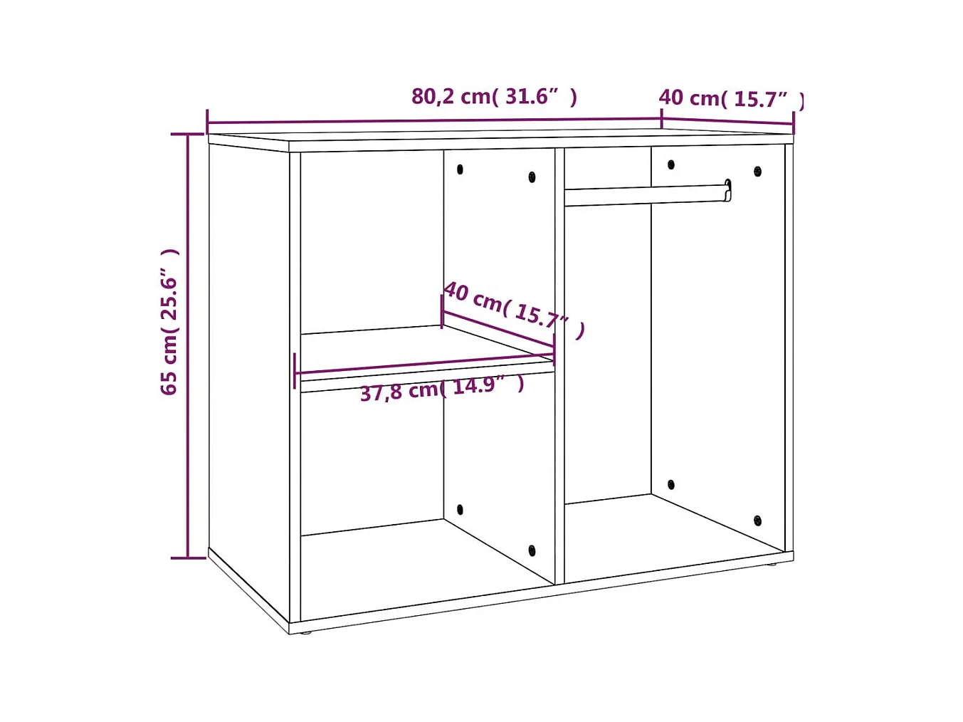 Kledingkast 80x40x65 cm bewerkt hout sonoma eikenkleurig