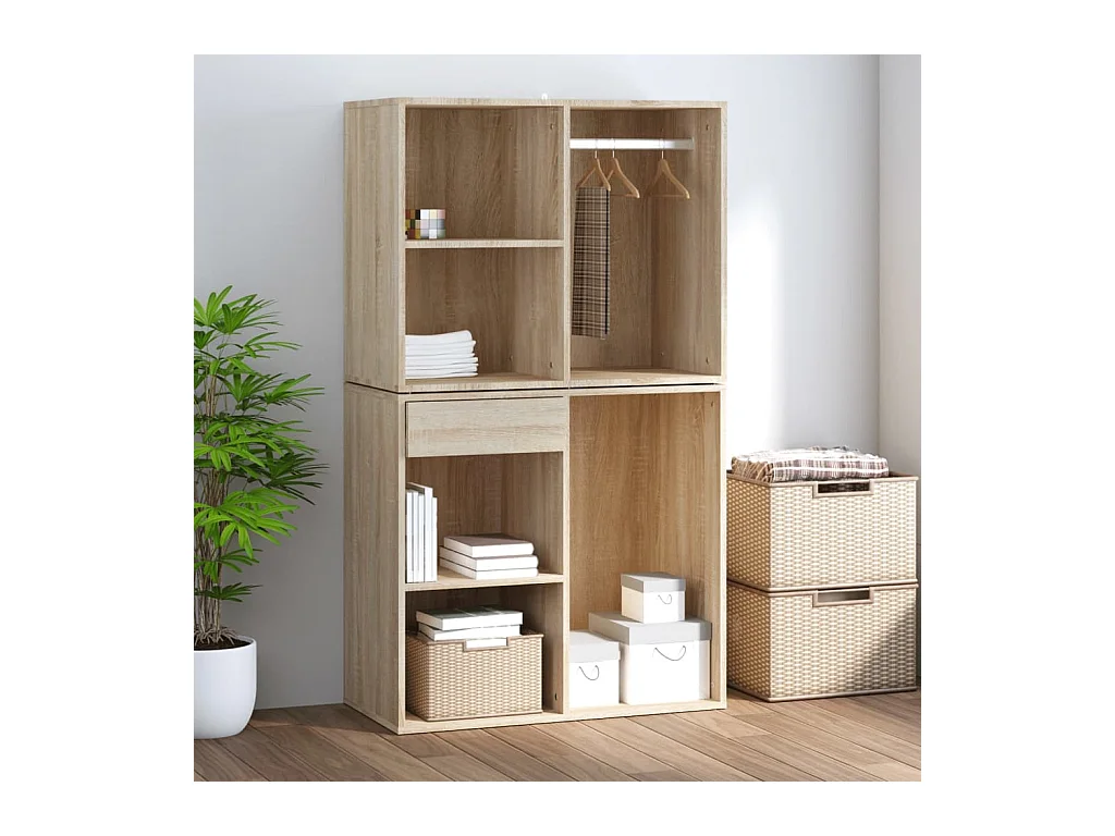 Kledingkast 80x40x65 cm bewerkt hout sonoma eikenkleurig
