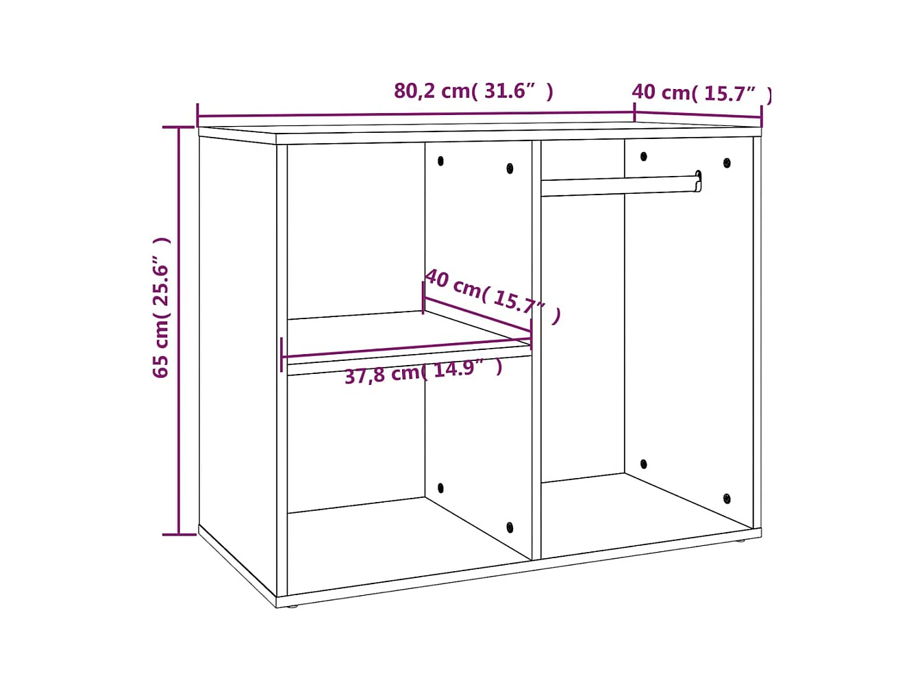 Kledingkast 80x40x65 cm bewerkt hout sonoma eikenkleurig