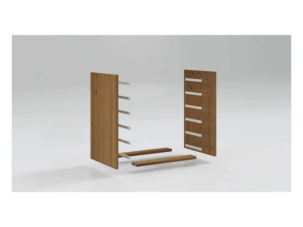 Armoire roulante avec tiroirs MOSS gris bois de pin solide