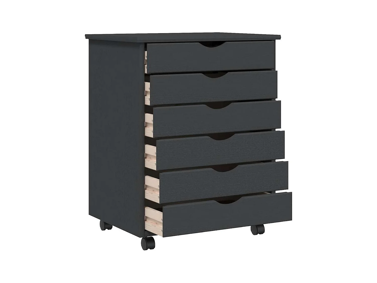 Ladekast MOSS verrijdbaar massief grenenhout grijs