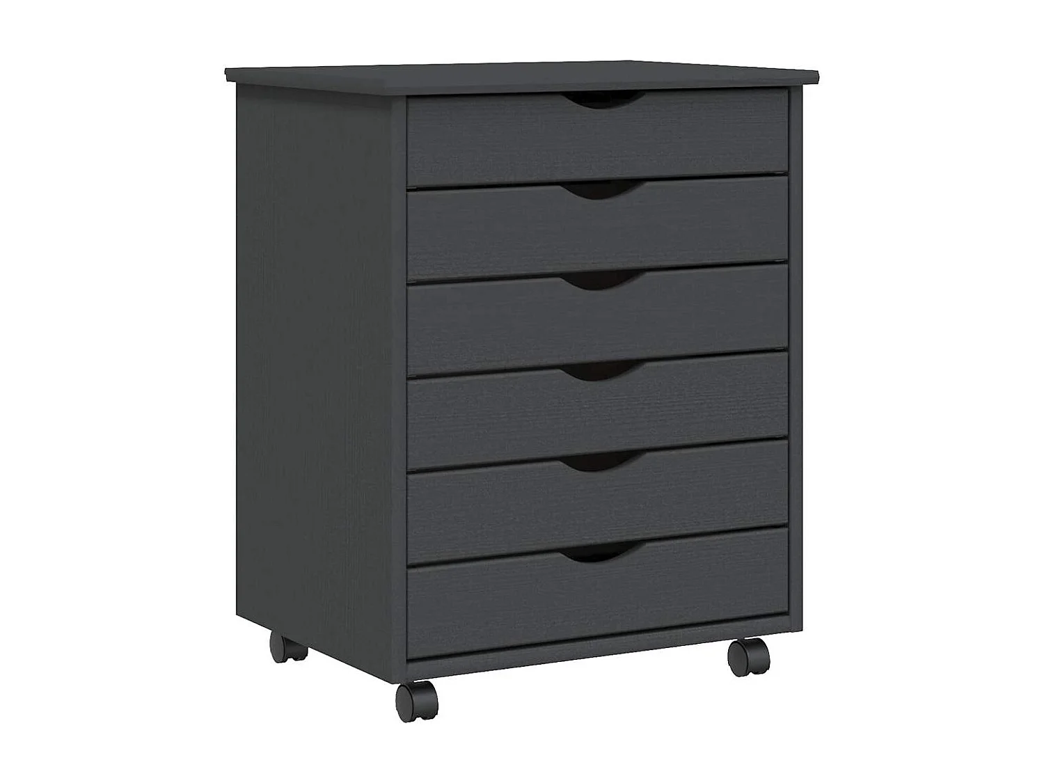 Armoire roulante avec tiroirs MOSS gris bois de pin solide