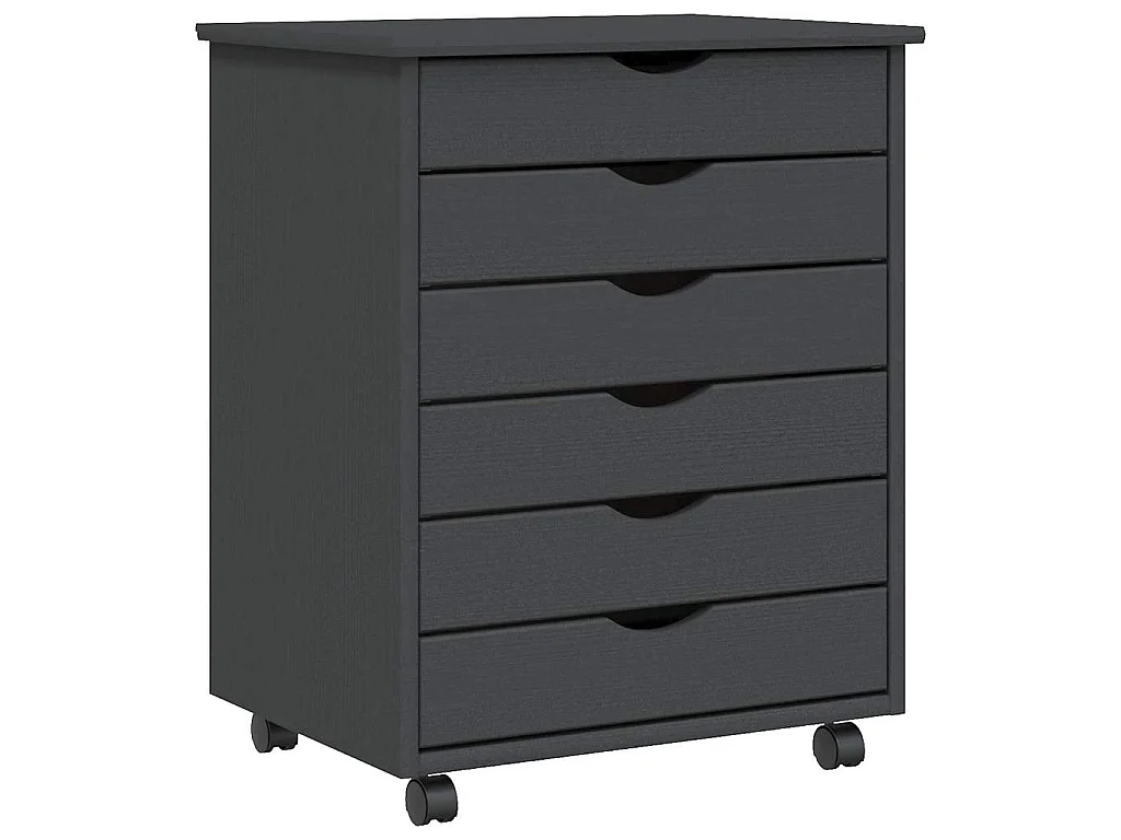 Armário c/ rodas e gavetas MOSS madeira pinho maciça cinzento