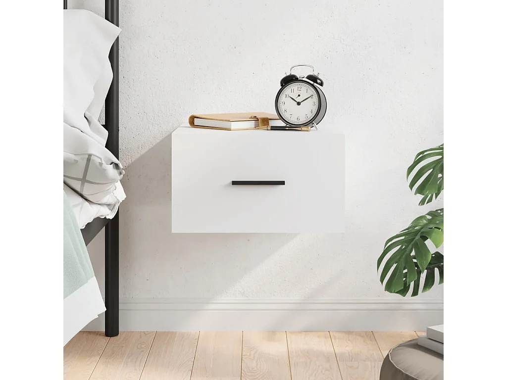 Table de chevet murale blanc 35x35x20 cm