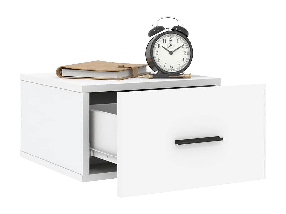 Table de chevet murale blanc 35x35x20 cm