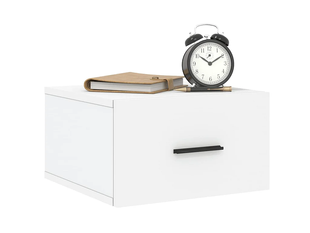 Table de chevet murale blanc 35x35x20 cm