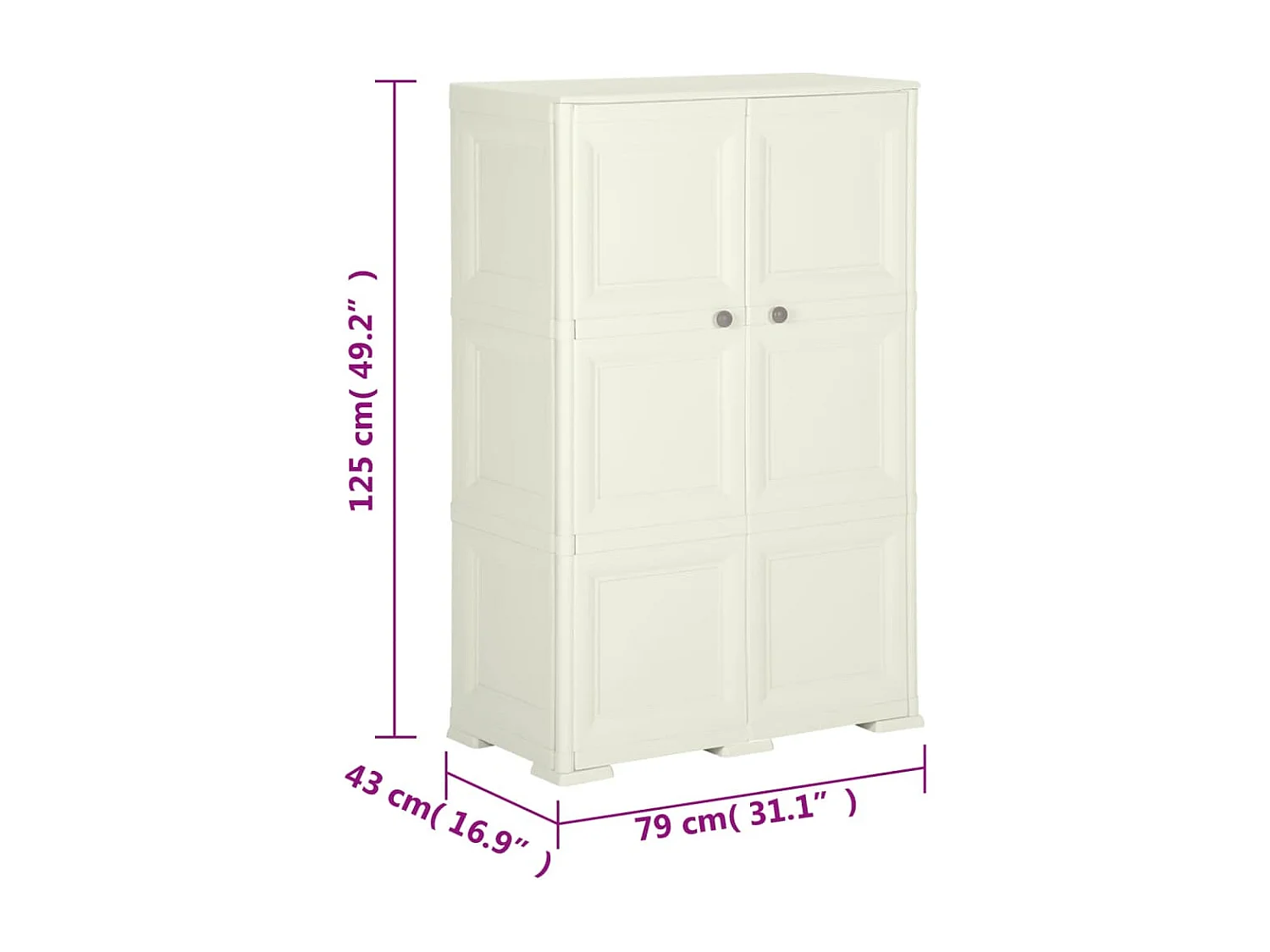 Armoire plastique 79x43x125 cm design bois glace à la vanille