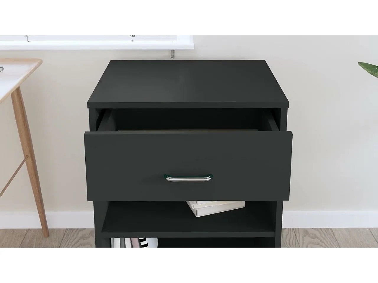 Armoire à roulettes Noir 46x36x59 cm Bois d'ingénierie