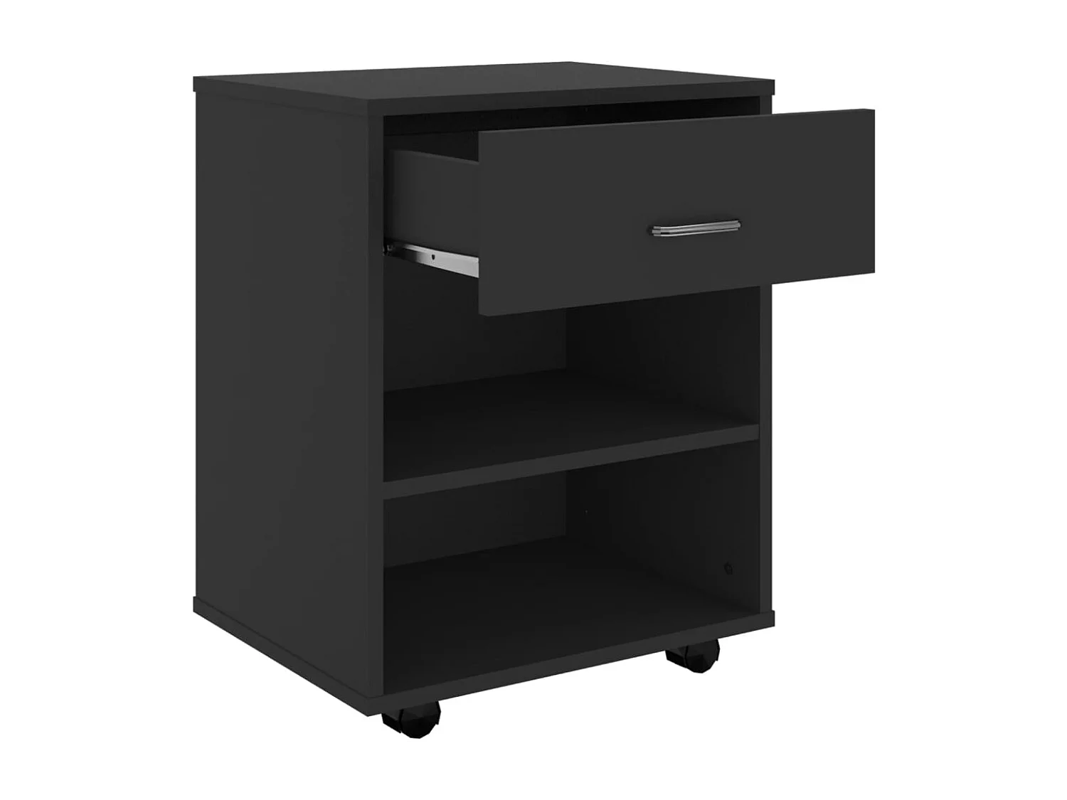 Armoire à roulettes Noir 46x36x59 cm Bois d'ingénierie