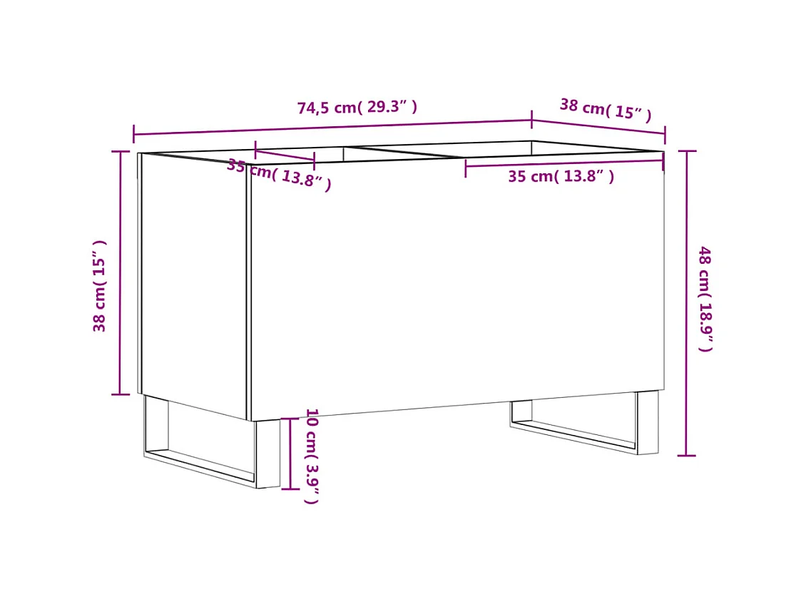 Platenkast 74,5x38x48 cm bewerkt hout sonoma eikenkleurig