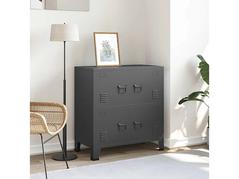 Aufbewahrungstruhe Industrial Anthrazit 75x40x80 cm Stahl