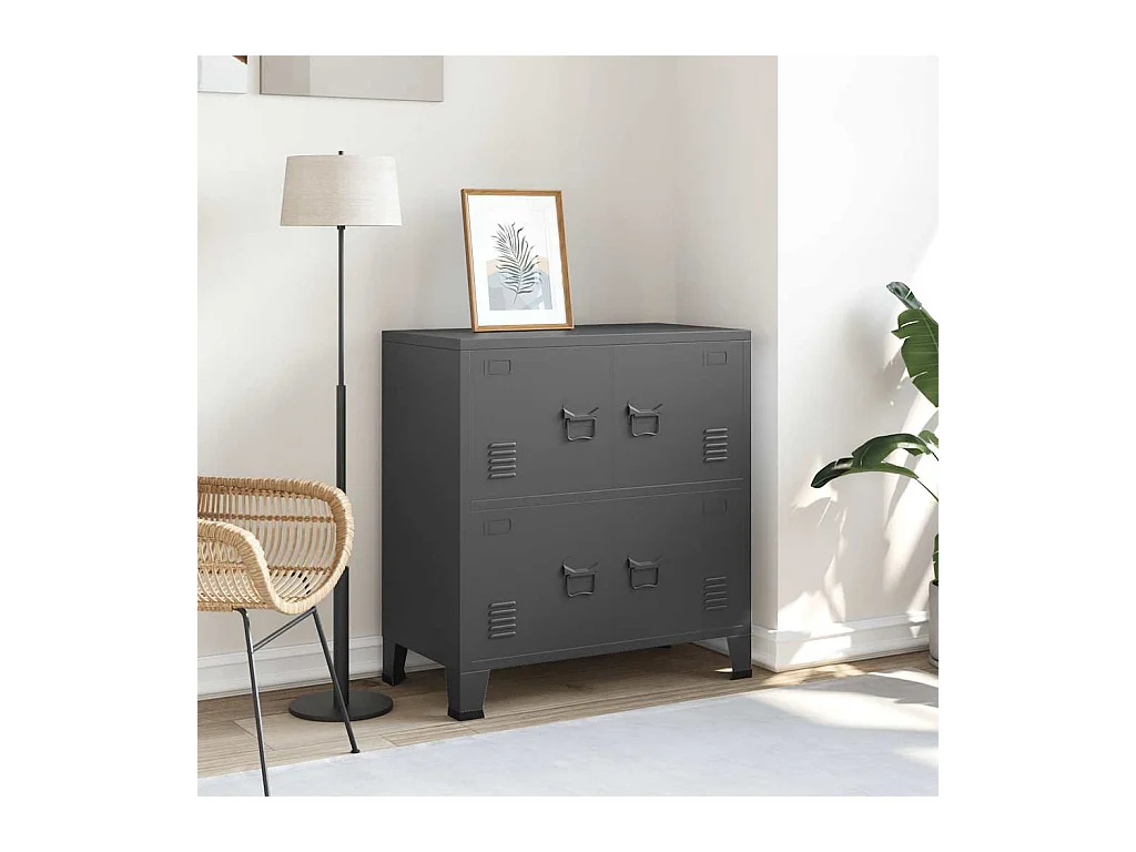 Coffre de rangement industriel Anthracite 75x40x80 cm Acier