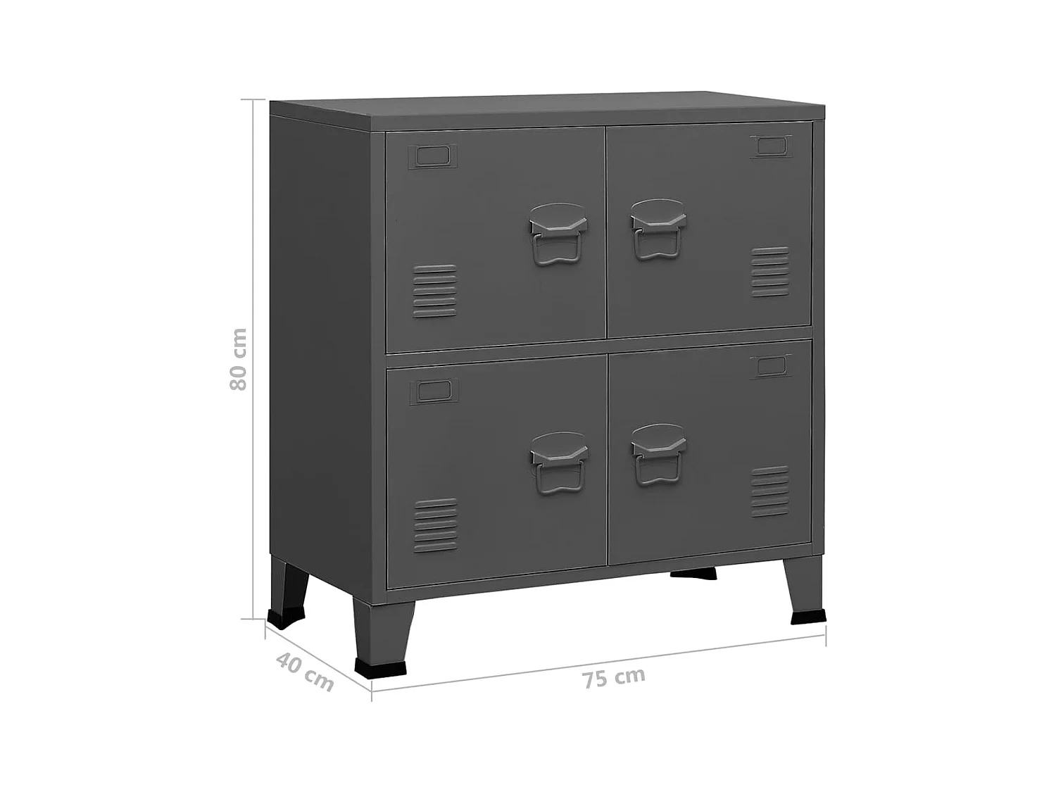 Opbergkast industrieel 75x40x80 cm staal antracietkleurig