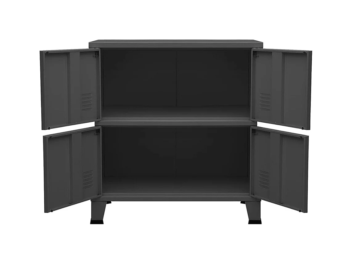 Opbergkast industrieel 75x40x80 cm staal antracietkleurig