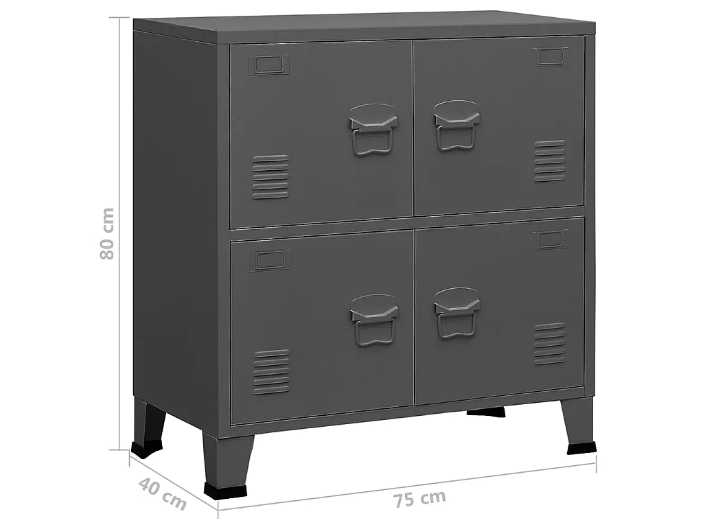 Opbergkast industrieel 75x40x80 cm staal antracietkleurig