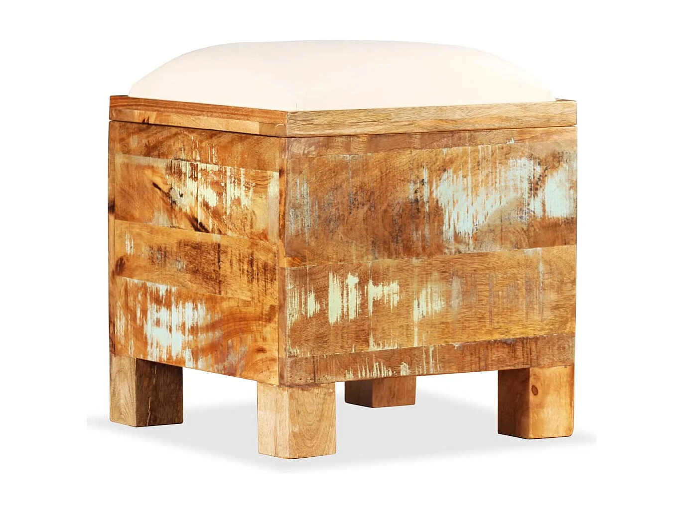 Cassapanca in Legno Massello di Recupero 40x40x45 cm