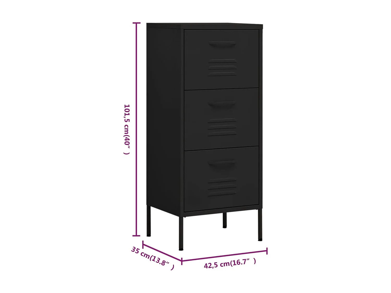 Lagerschrank Schwarz 42,5x35x101,5 cm Stahl