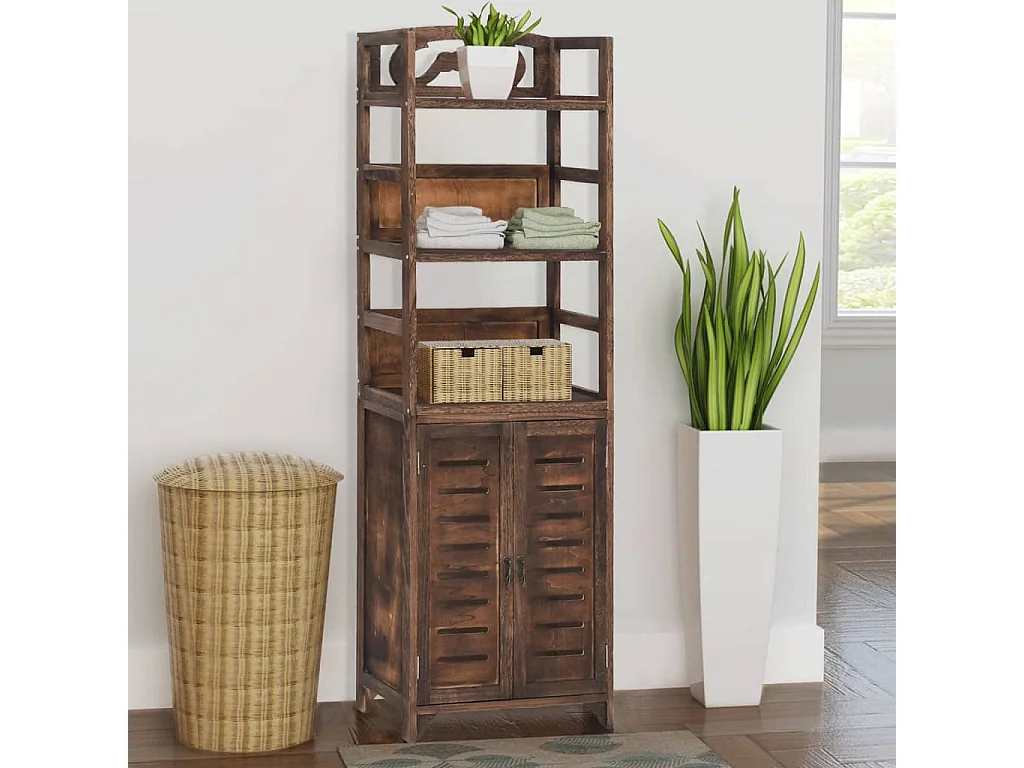 Mueble expositor madera de paulownia marrón oscuro 46x24x140 cm