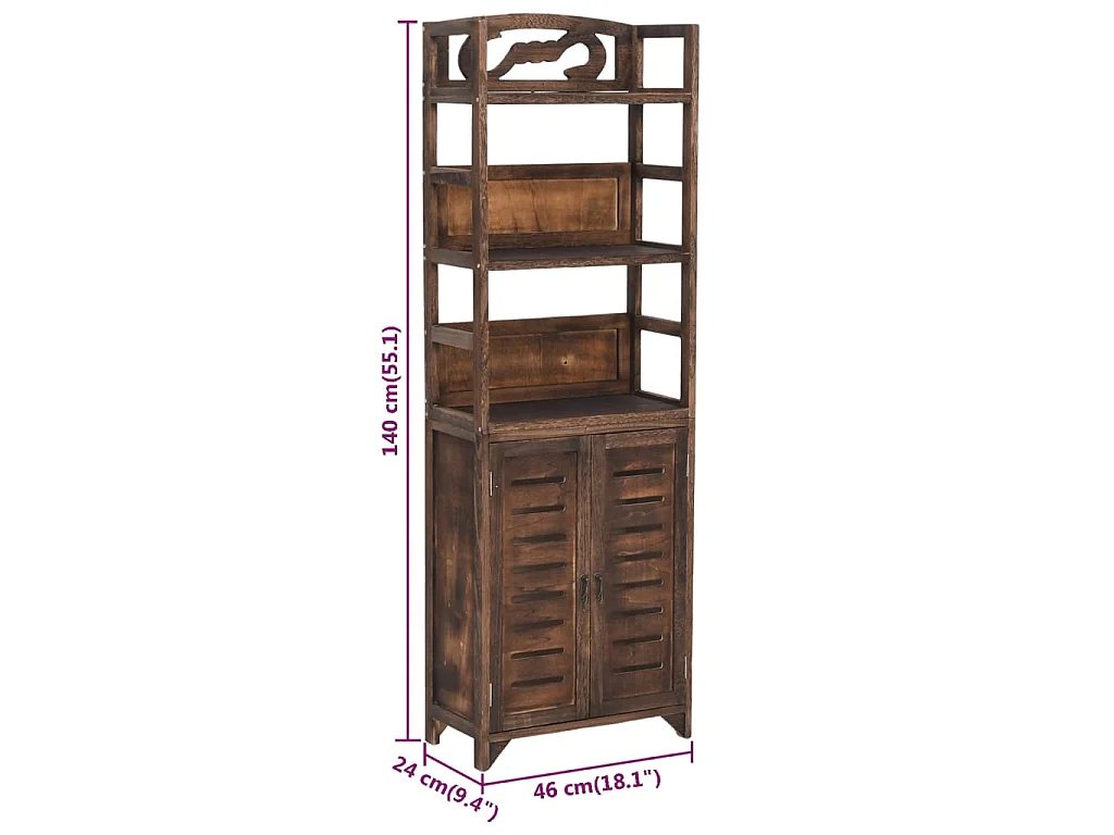 Vitrine Marron foncé 46x24x140 cm Bois massif de Paulownia