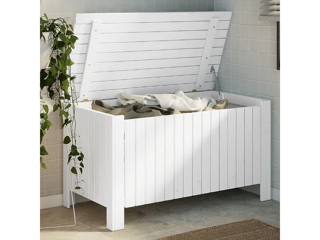 Boîte de rangement avec couvercle RANA blanc bois massif de pin