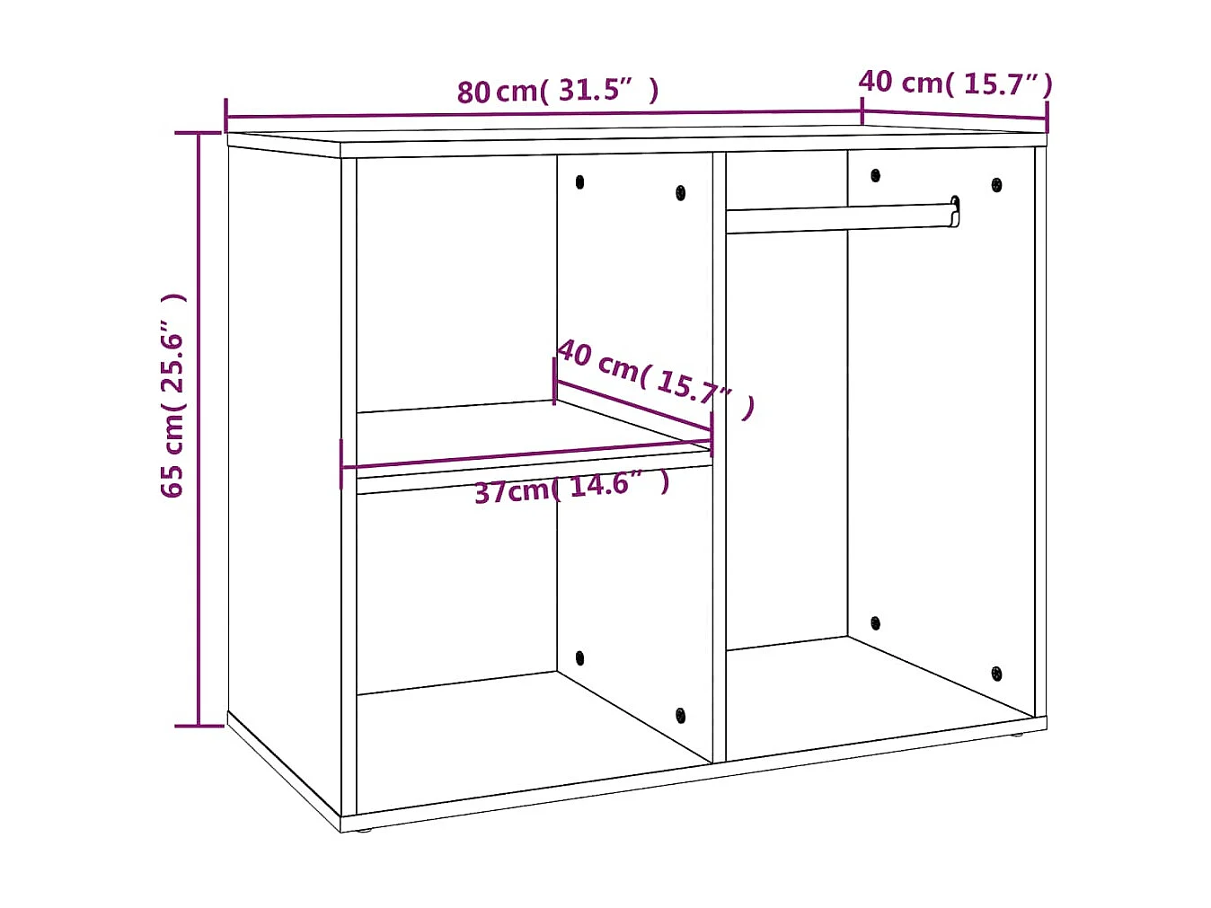 Regal für Schminktisch Schwarz 80x40x65 cm Holzwerkstoff