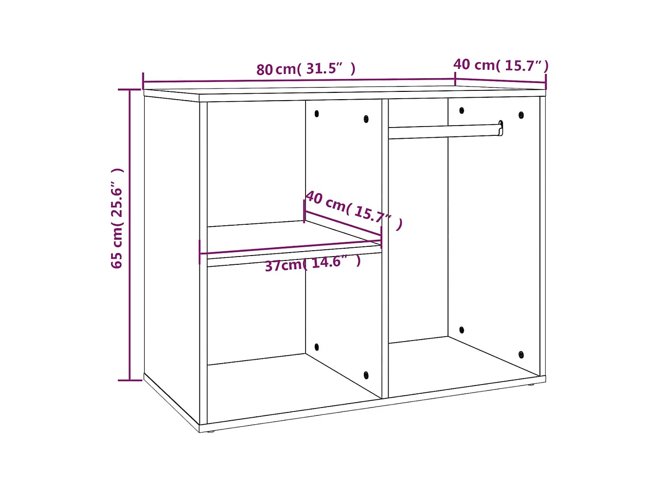Armoire de dressing noir 80x40x65 cm bois d'ingénierie