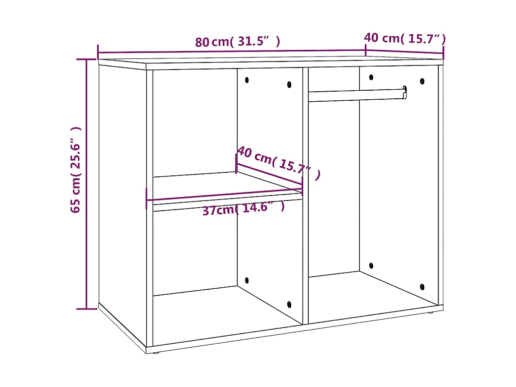 Armoire de dressing noir 80x40x65 cm bois d'ingénierie