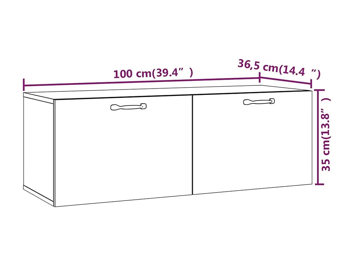 Wandkast 100x36,5x35 cm bewerkt hout gerookt eikenkleurig