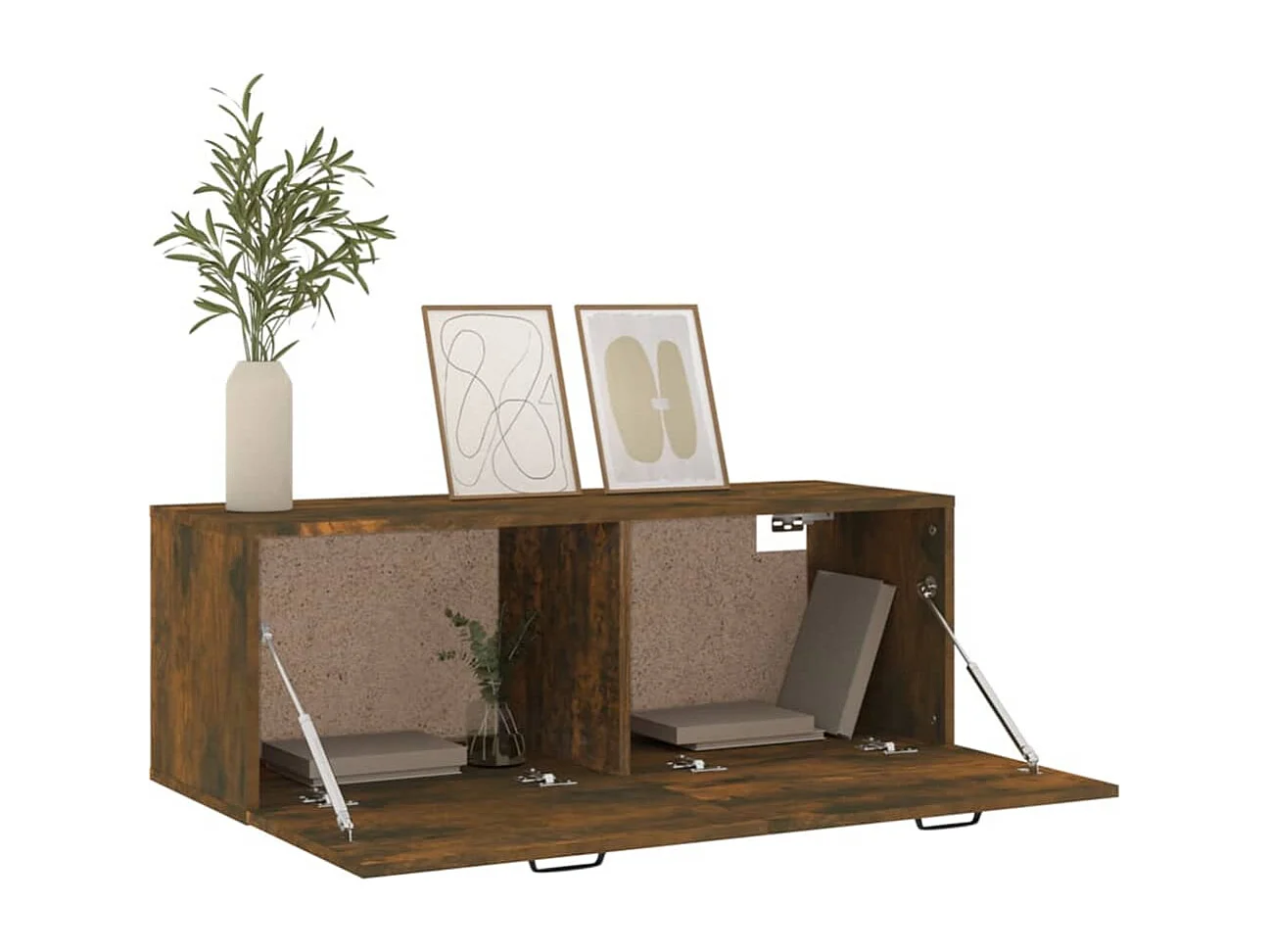 Wandkast 100x36,5x35 cm bewerkt hout gerookt eikenkleurig