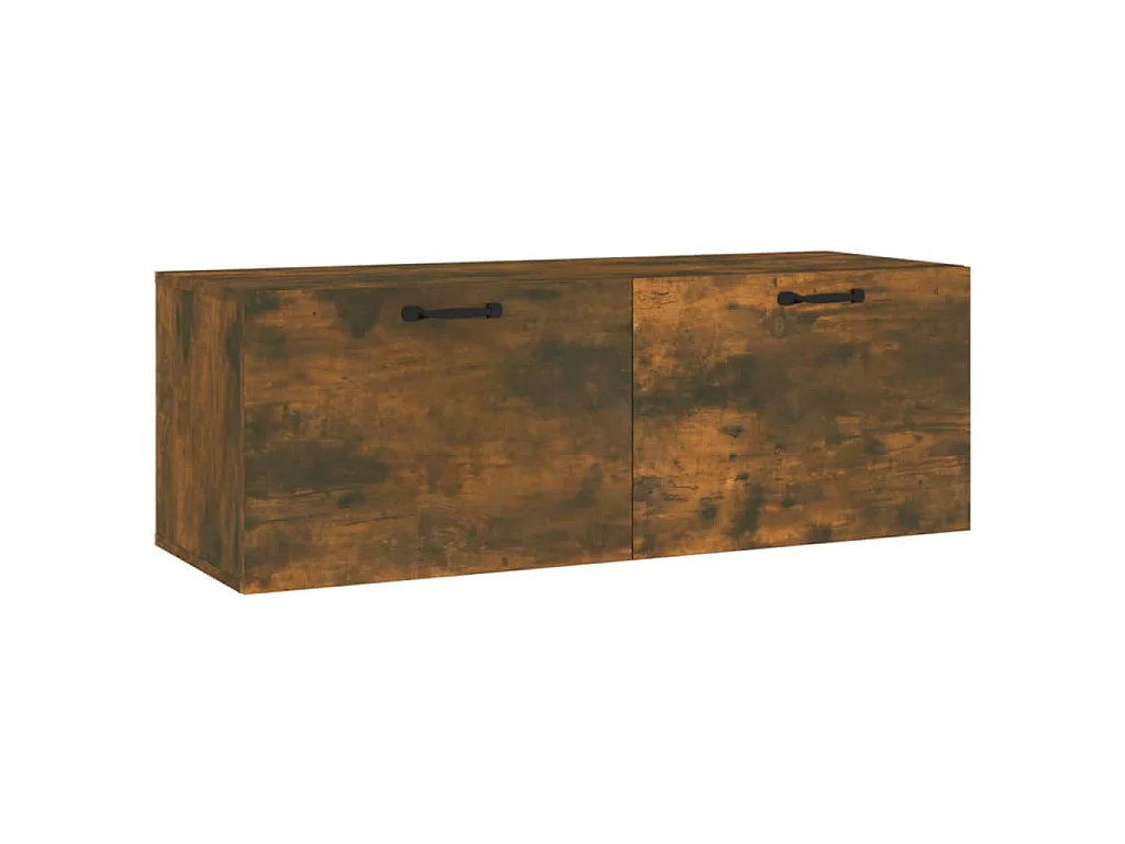 Szafka wisząca dębowa w kolorze dymionym 100x36,5x35 cm, 2 wysuwane szuflady, drewno inżynieryjne, nowoczesny design do montażu na ścianie