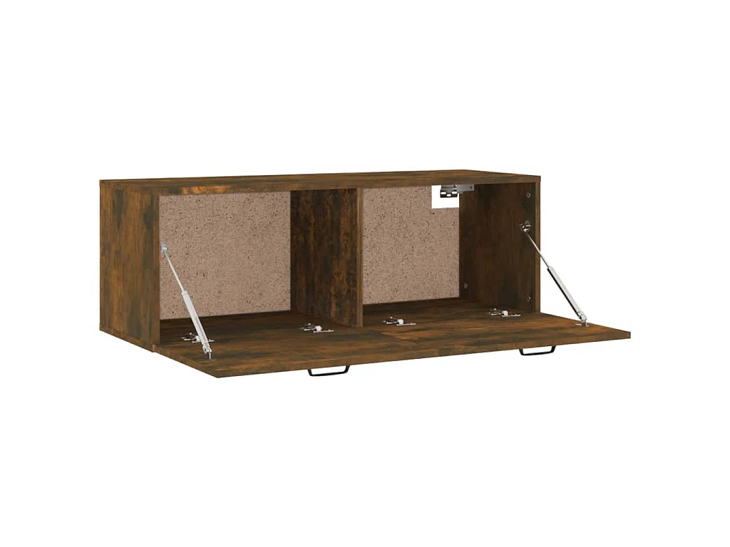 Szafka wisząca dębowa w kolorze dymionym 100x36,5x35 cm, 2 wysuwane szuflady, drewno inżynieryjne, nowoczesny design do montażu na ścianie