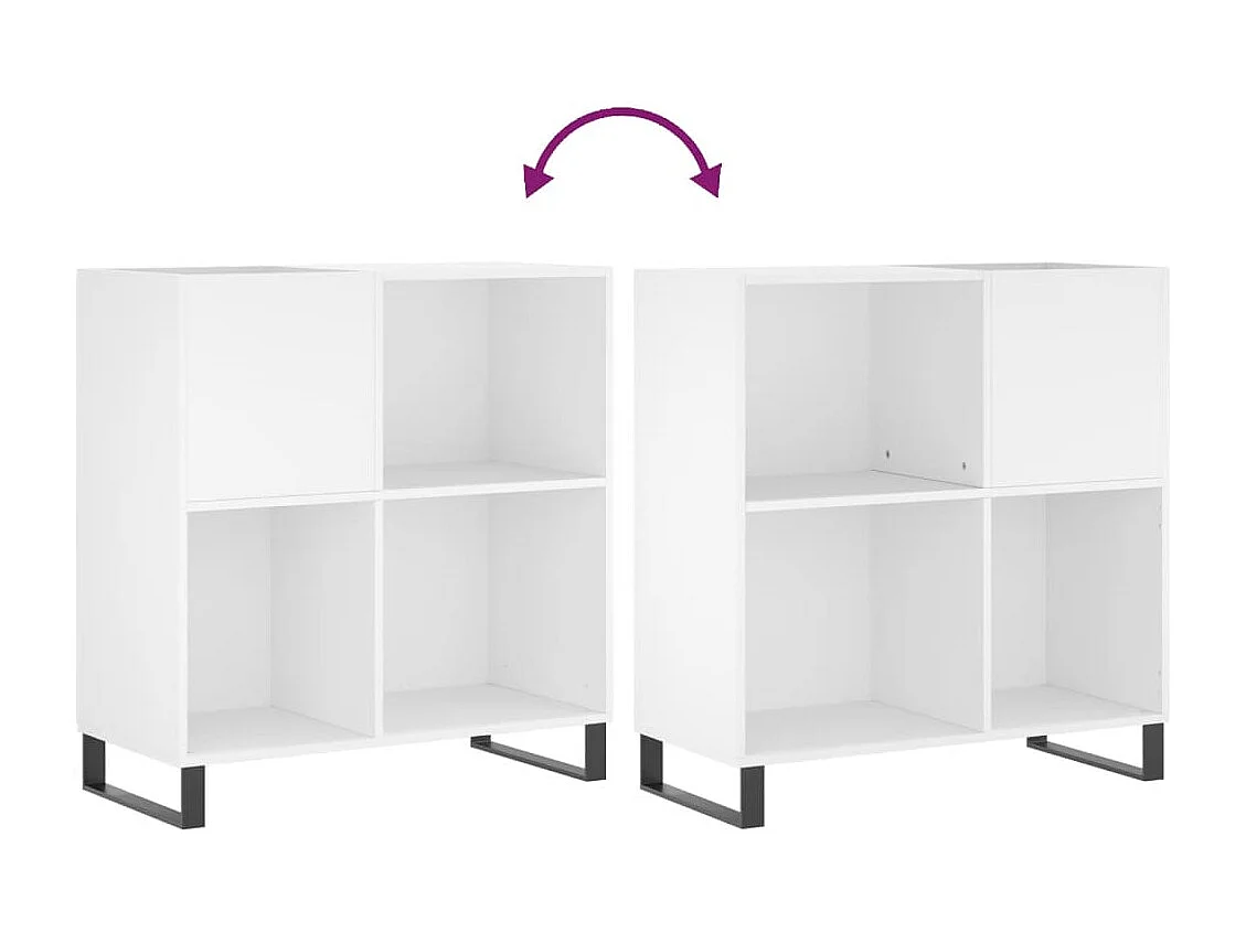 Mobile Porta Dischi Bianco 84,5x38x89 cm in Legno Multistrato