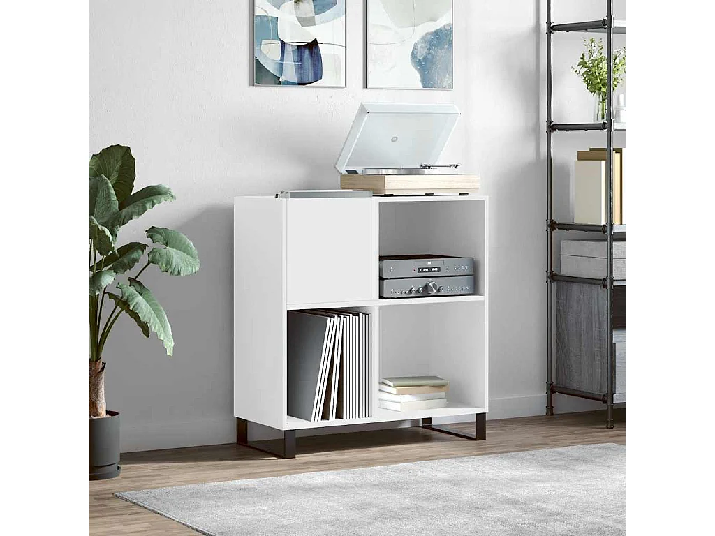 Armoire à disques blanc 84,5x38x89 cm bois d'ingénierie