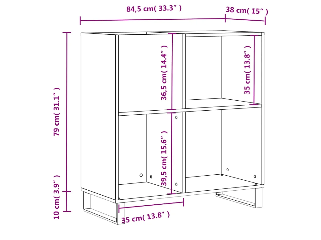 Armoire à disques blanc 84,5x38x89 cm bois d'ingénierie