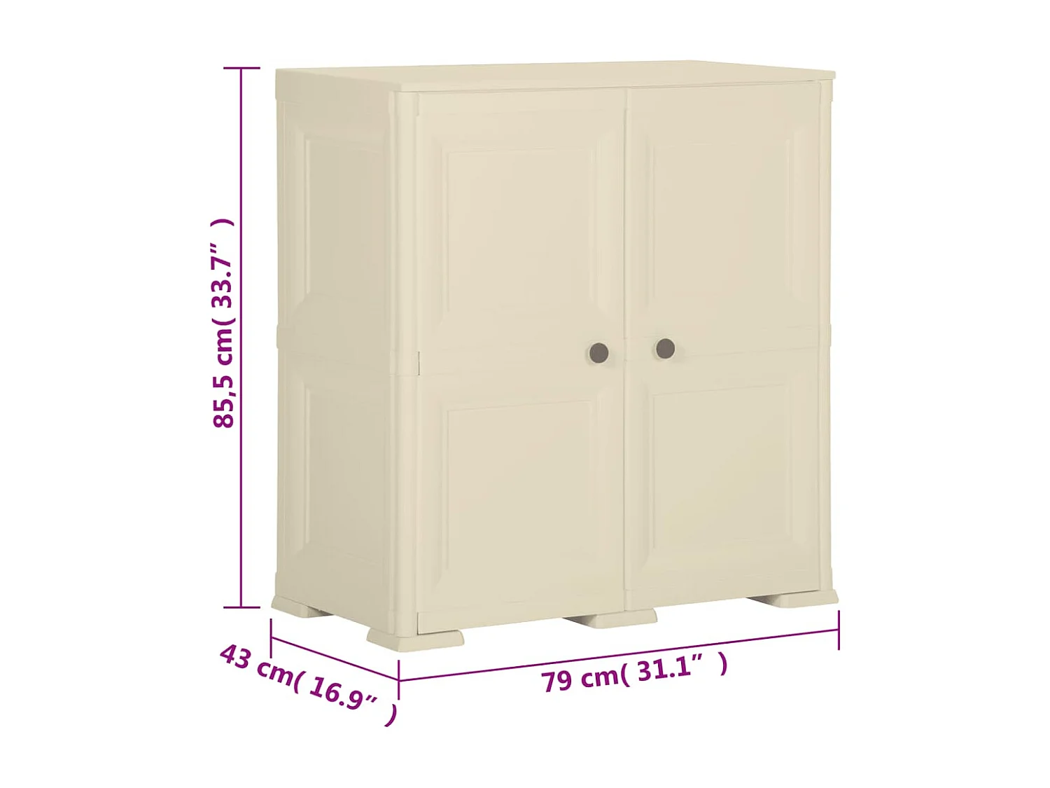 Armoire plastique 79x43x85,5 cm design de bois blanc angora