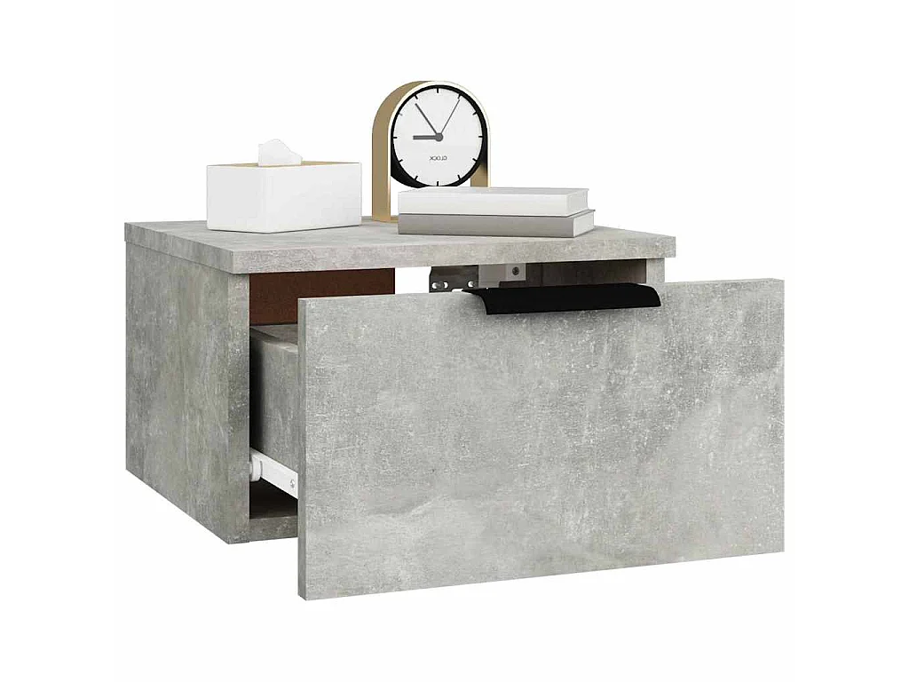 Table de chevet murale Gris béton 34x30x20 cm