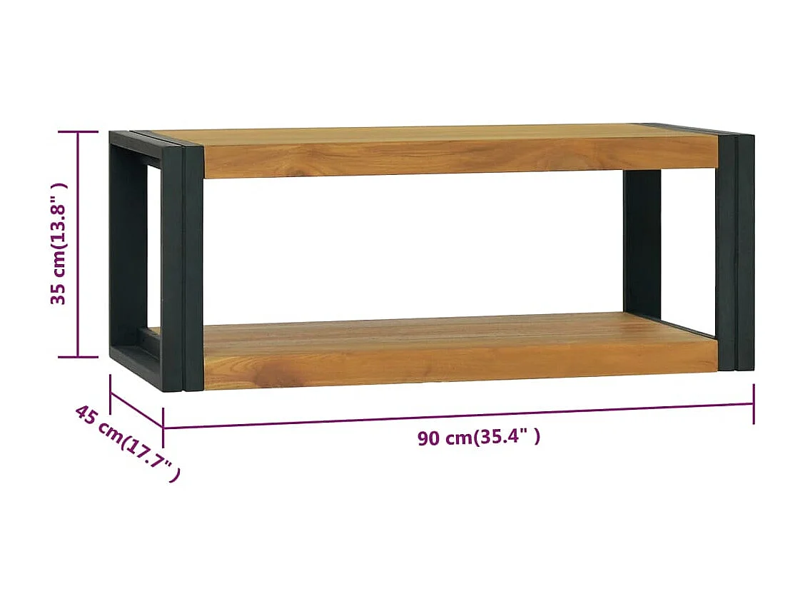 Armoire murale de salle de bain 90x45x35 cm Bois de teck solide