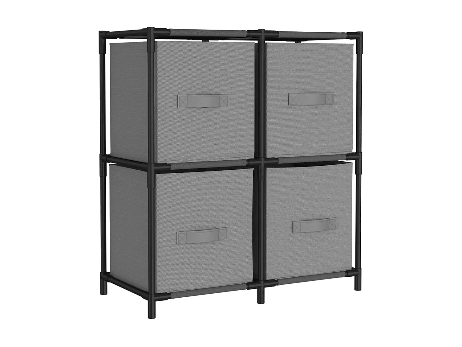 Armoire de rangement 4 paniers en tissu Gris 63x30x71 cm Acier