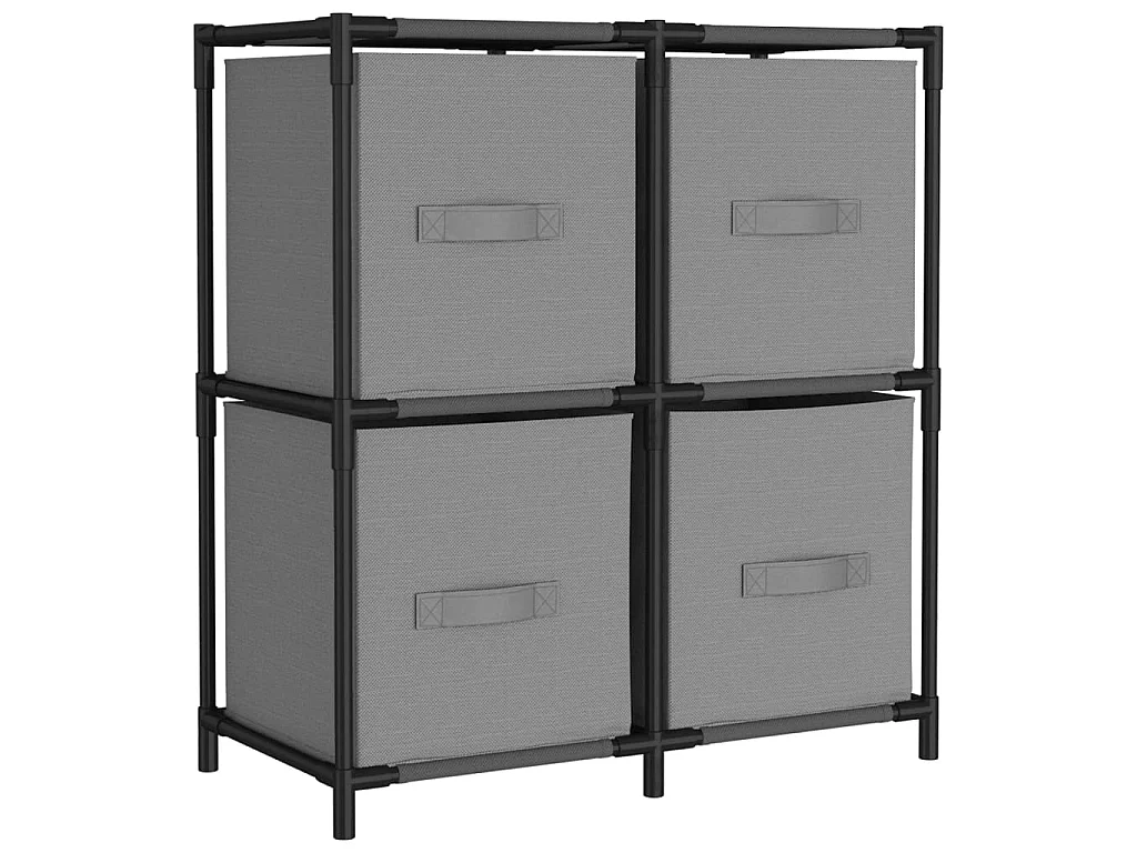 Kommode mit 4 Körben aus Stoff Grau 63×30×71 cm Stahl
