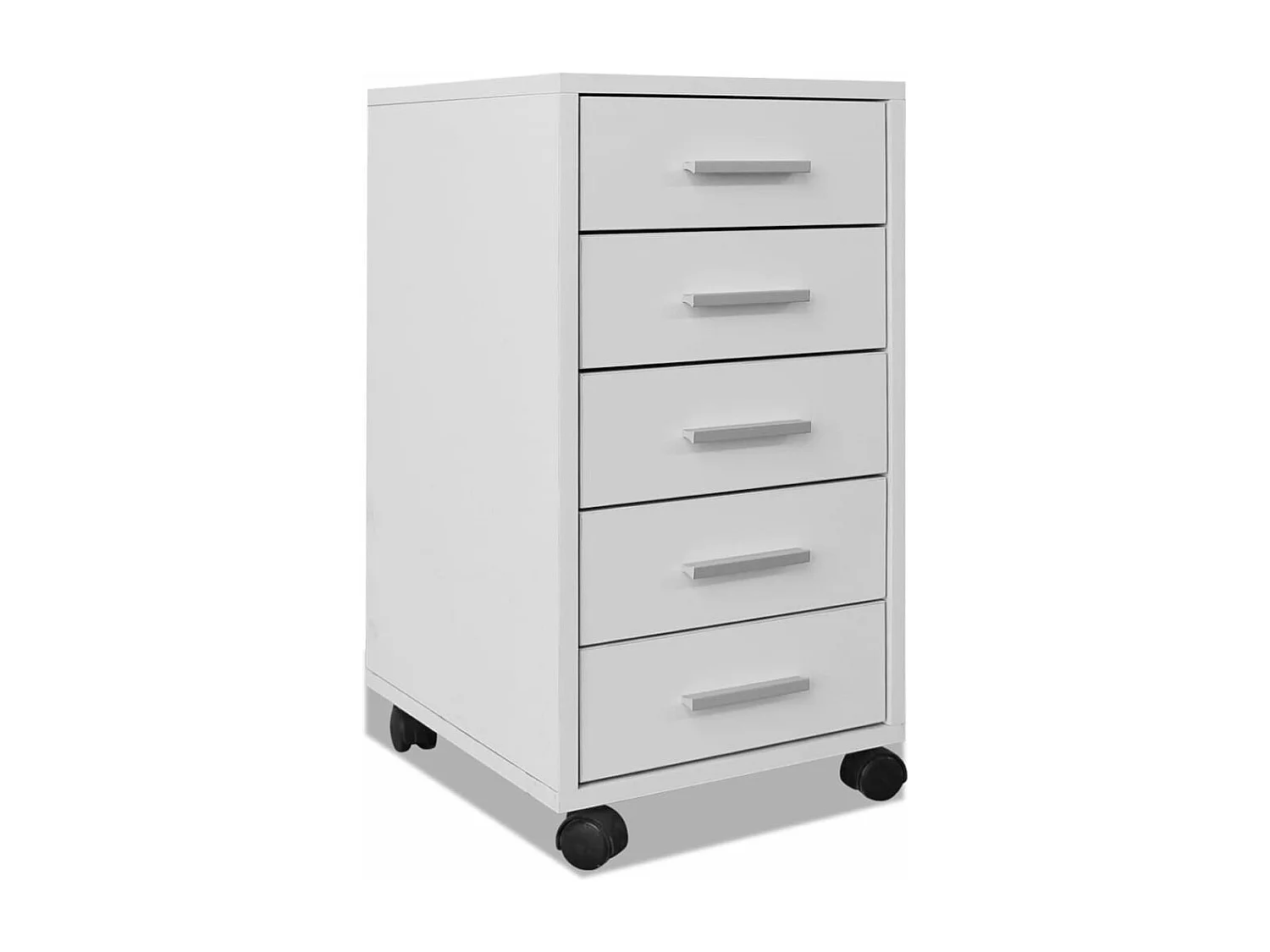 Caisson à tiroir de bureau avec roulettes et 5 tiroirs blanc