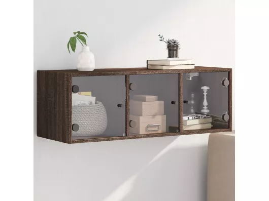 Kauf Unique Wandschrank mit Glastüren Braun Eichen-Optik 102x37x35 cm